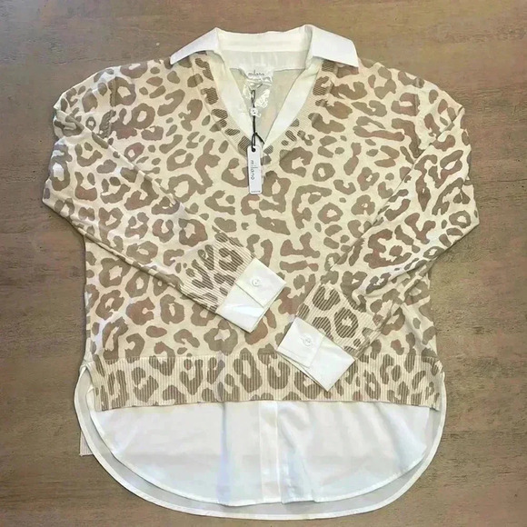 NWT Milano sweater with blouse collar, size Small - Picture 1 of 6